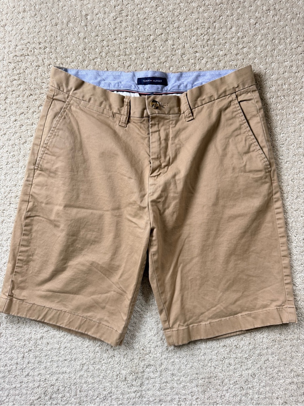 Tommy Hilfiger Men's Flat Front Shorts in Tan